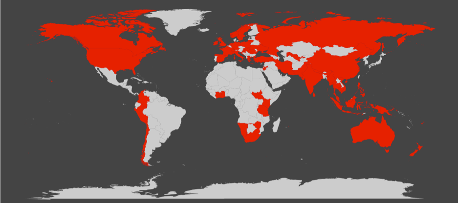 map Birth countries of study participants.