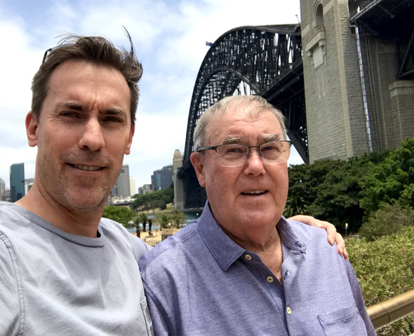 Roger, with son Grant in Sydney, January 2020.